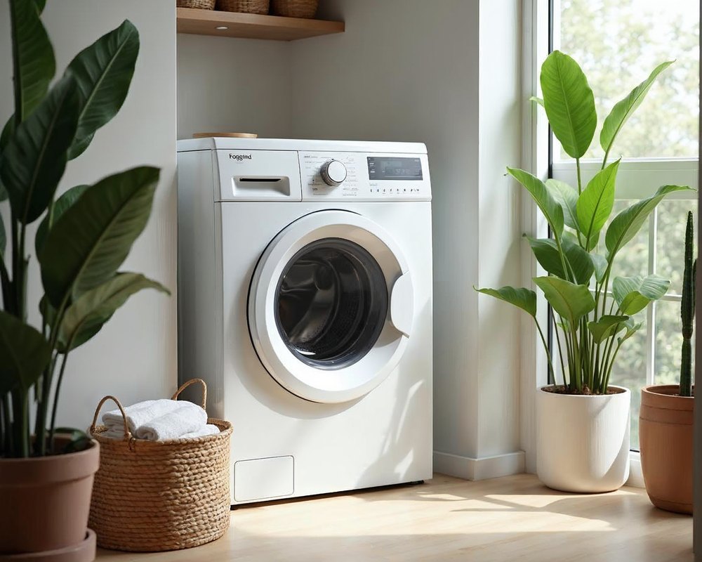 Washing machine in a bright home