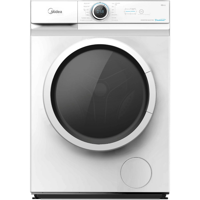 Midea MF100W80BA/W-ES front-loading washing machine stainless steel finish, 8 kg