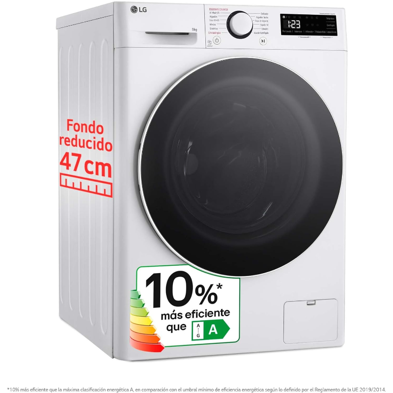 LG F2WR5S09A0W washing machine with WiFi and Inverter motor, 9 kg, 1200 rpm