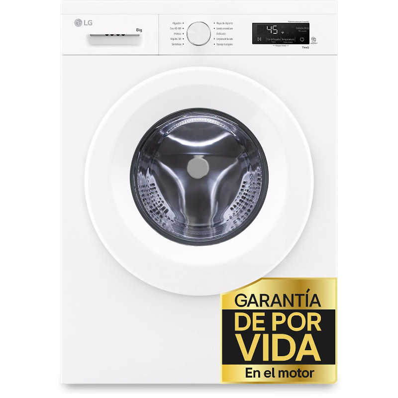 LG F4X1008NWH stainless steel finish, 8 kg, 1400 rpm, class A