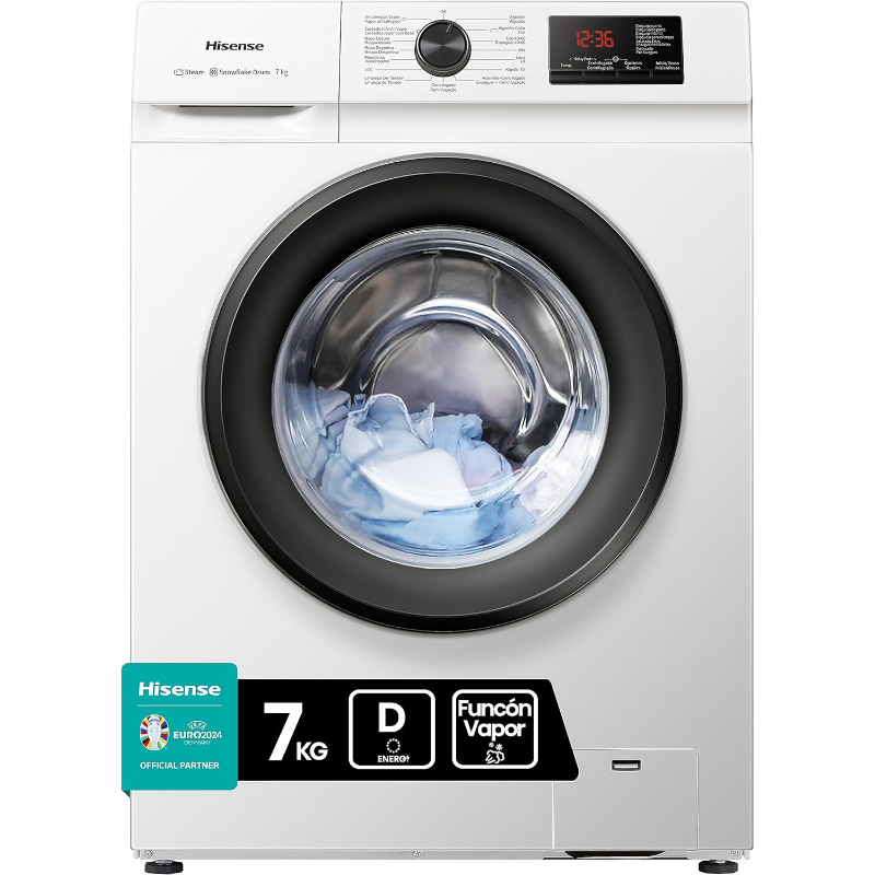 Hisense WFVB7012EM stainless steel washing machine, 7 kg, class D