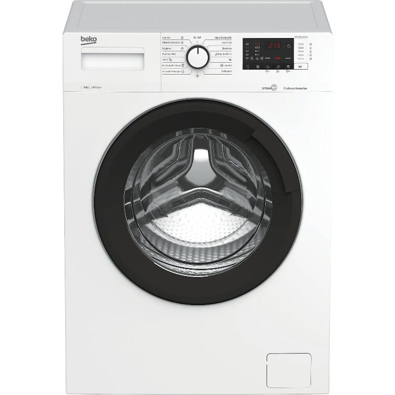 Beko front-load washing machine stainless steel, 9 kg, 1400 rpm, class B