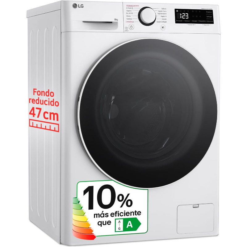 LG F2WR5S08A0W: washing machine with WiFi and steam, 8 kg, Inverter motor, 1200 rpm