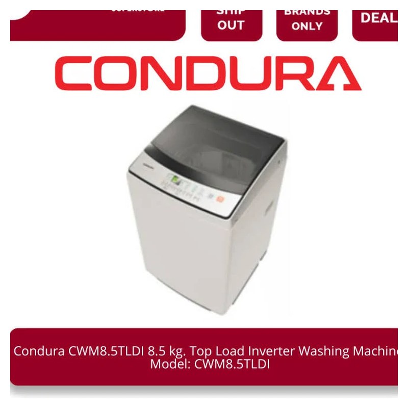 Condura CWM8.5TLDI 8.5 kg Top Load Inverter Washing Machine